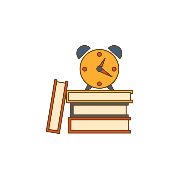 Wekker op boeken — Stockvector