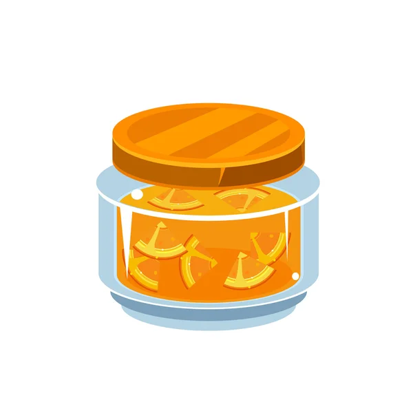 Sinaasappeljam In transparante pot — Stockvector
