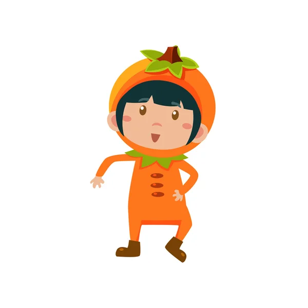 Kind in orangefarbenem Kostüm. Vektorillustration — Stockvektor