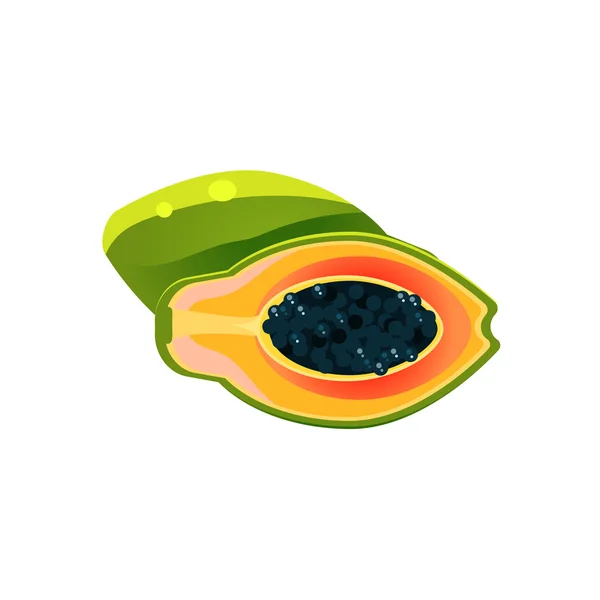 Papaya düz vektör etiket — Stok Vektör