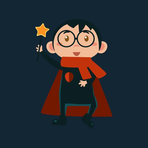 Niño en Harry Potter disfraz de Haloween — Vector de stock