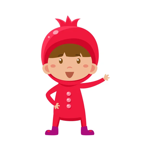 Kind In granaatappel kostuum. Vectorillustratie — Stockvector