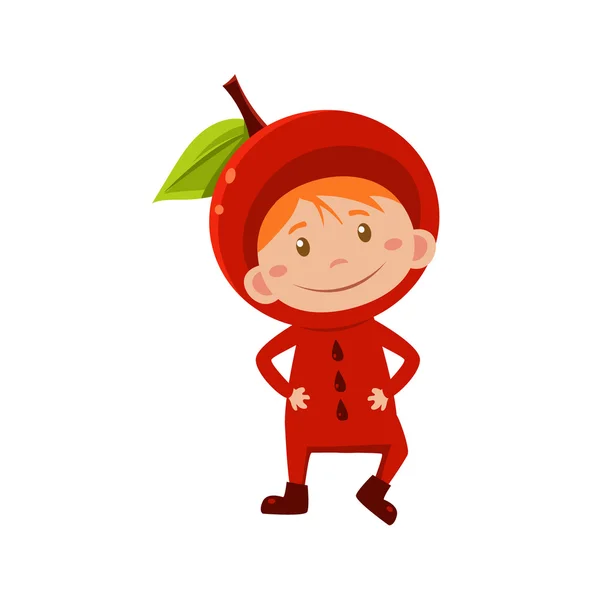 Enfant en costume de pomme. Illustration vectorielle — Image vectorielle