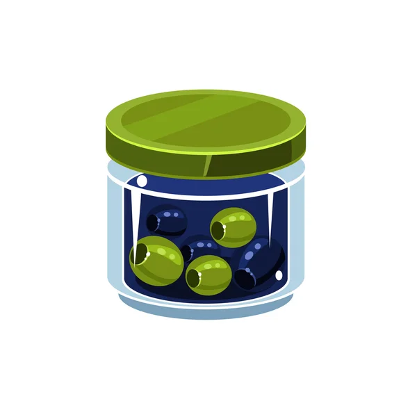 Olives mélangées dans un pot transparent — Image vectorielle