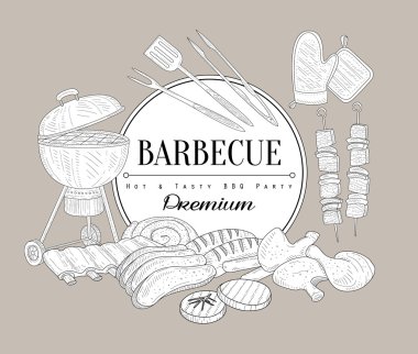 Barbekü partisi Vintage kroki