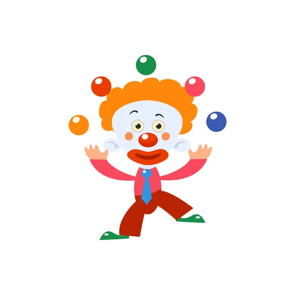 Clown Juggling Simplified Isolated — Stock Vector