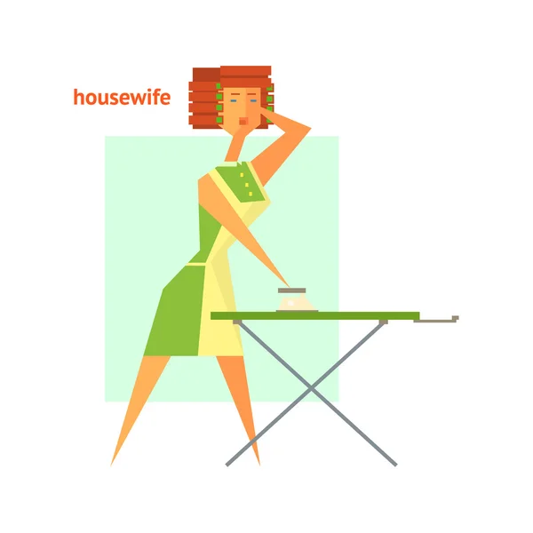 Houswife Ironing abstracte figuur — Stockvector