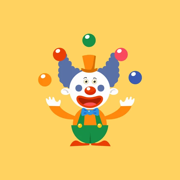 Happy Clown Juggling — Stock Vector