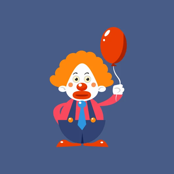 Sad Clown Holding Balloon — Stock Vector