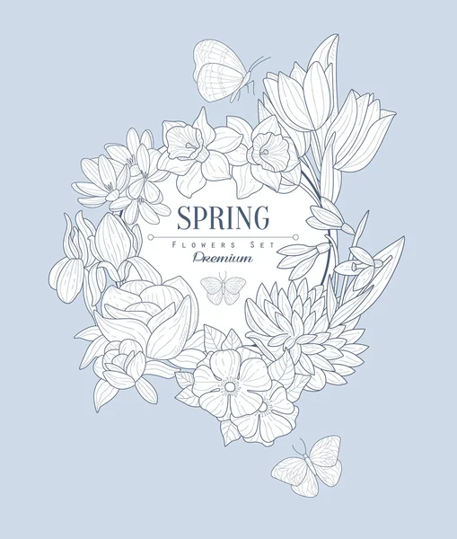 Spring Flowers Vintage Sketch Stock Vector
