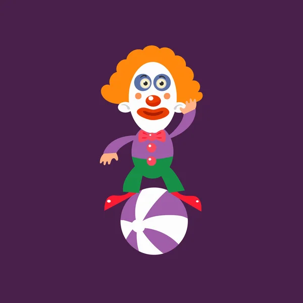 Clown Balancing On Ball — Stock Vector