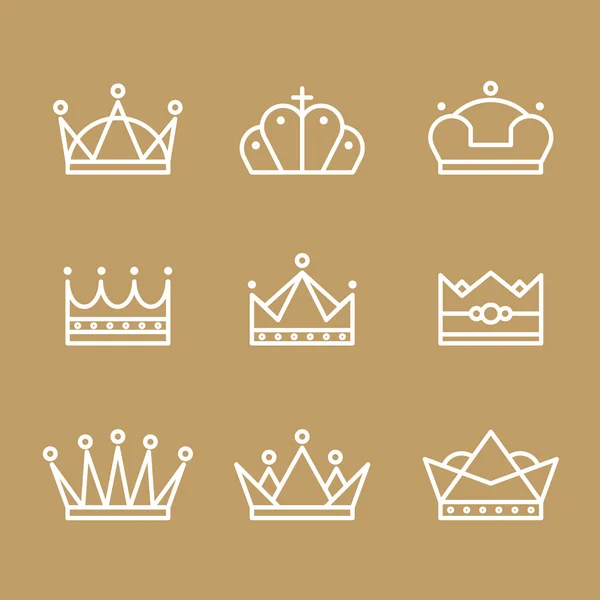 Kroon pictogrammen instellen — Stockvector