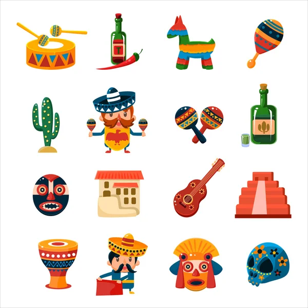 Sammlung traditioneller mexikanischer Symbole — Stockvektor