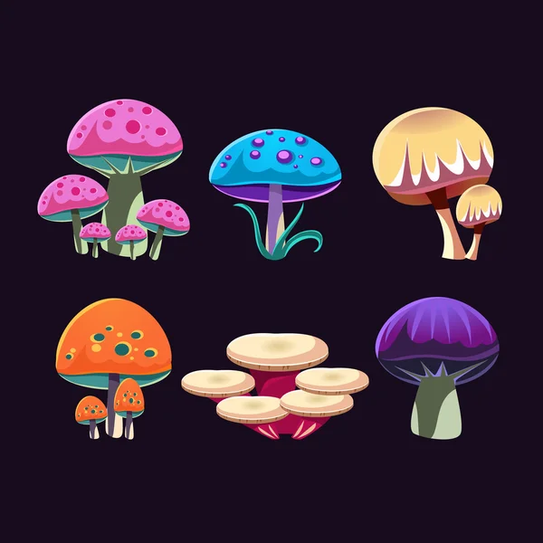 Ensemble de champignons fantastiques — Image vectorielle