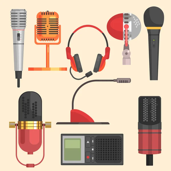 Ensemble d'illustration vectorielle de microphone — Image vectorielle