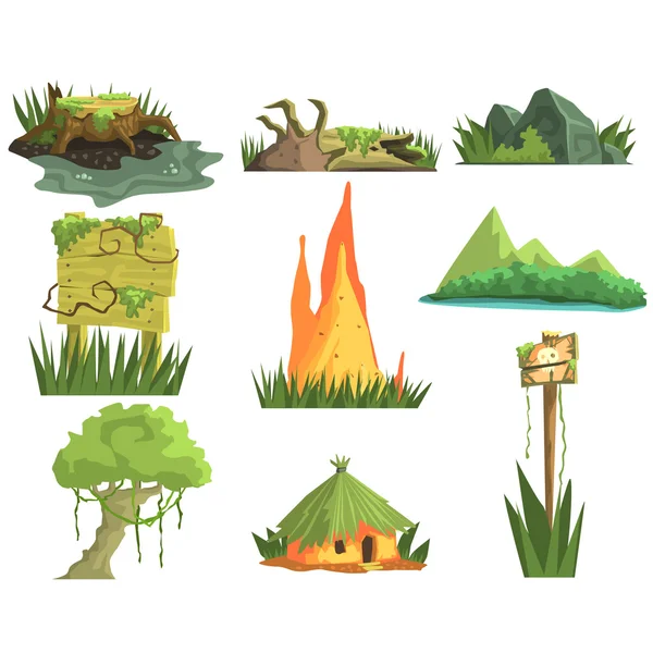 Jungle Landscape Elements — Stock Vector
