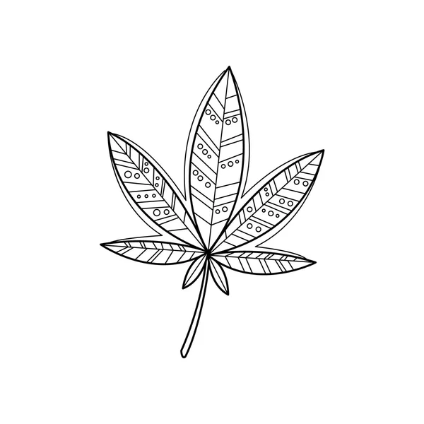 Ganja zentangle zur Färbung — Stockvektor