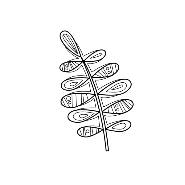 Branch Zentangle For Coloring — Stock Vector