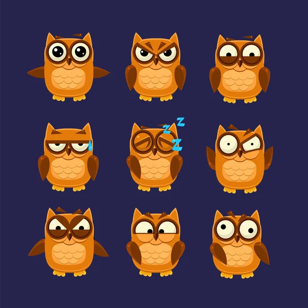 Collezione Brown Owl Emoji — Vettoriale Stock