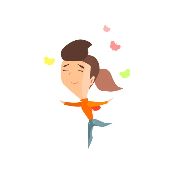 Butterflies In Belly Girl Emotion Icon — Stock Vector