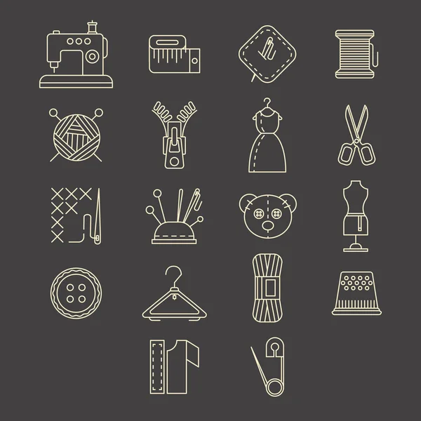 Sewing Equipment and Needlework Icons — Stock Vector