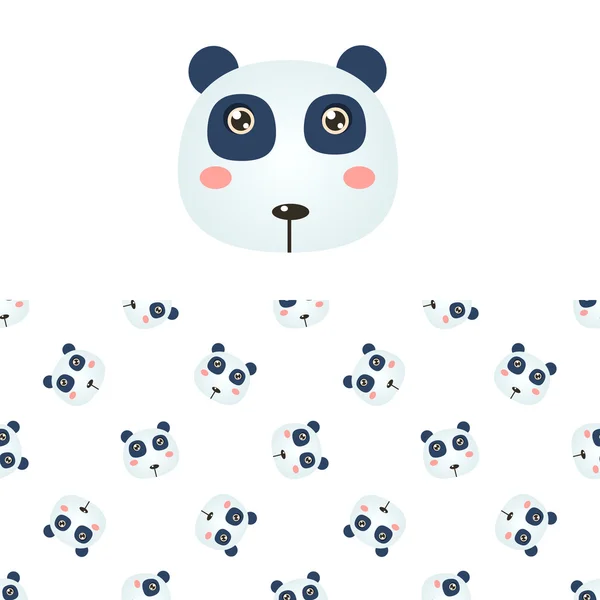 Icono y patrón de cabeza de panda — Archivo Imágenes Vectoriales