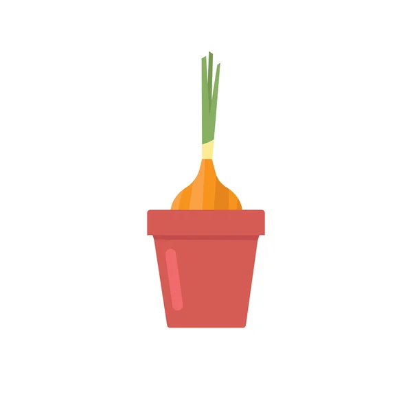 Onion In Flower Pot — Stock Vector