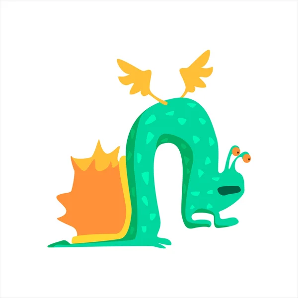 Grön snigel barnslig Monster — Stock vektor