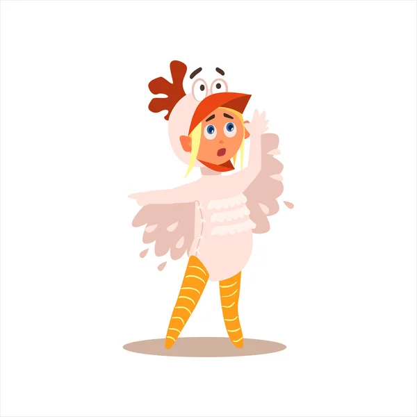 Chica disfrazada de gallo — Vector de stock