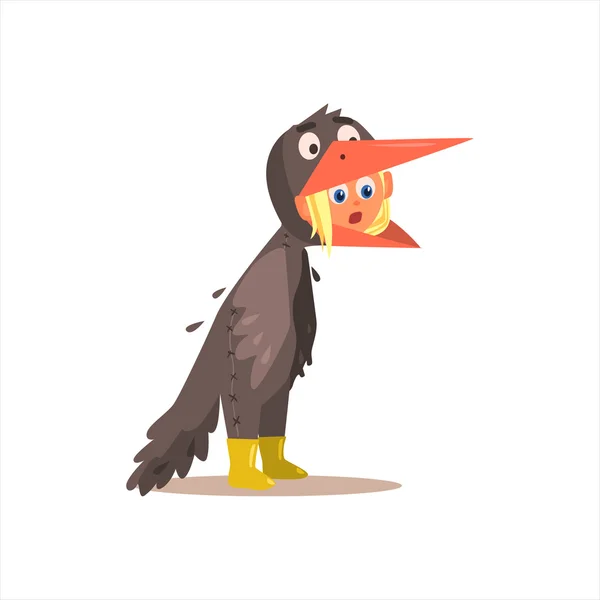Chica disfrazada de cuervo — Vector de stock