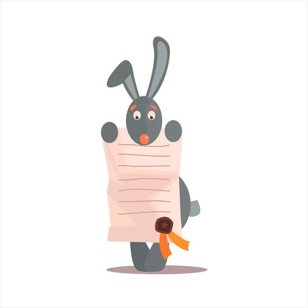 卒業証書を持ってウサギ — ストックベクタ