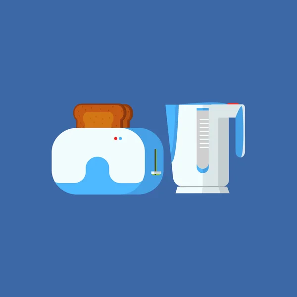烤面包机和水壶 — 图库矢量图片