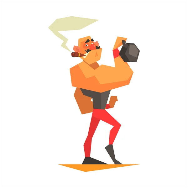 Circus Strongman Performing — Stock Vector