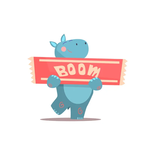 Hippo Holding Boom signe — Image vectorielle