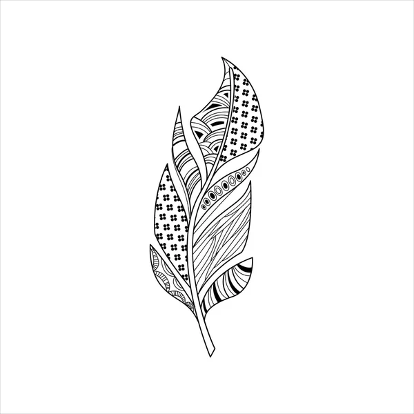 Vaned Feather Zentangle para colorir — Vetor de Stock