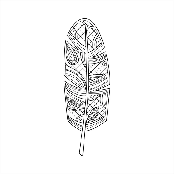 Vaned Feather Zentangle para colorear — Vector de stock