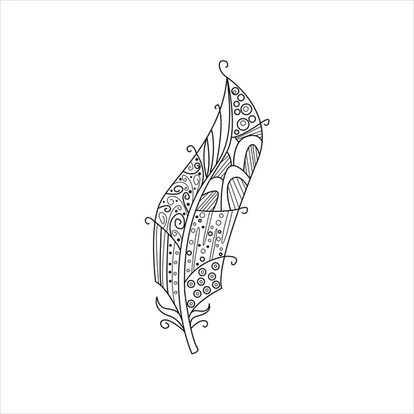 Vaned Feather Zentangle for Coloring — стоковый вектор