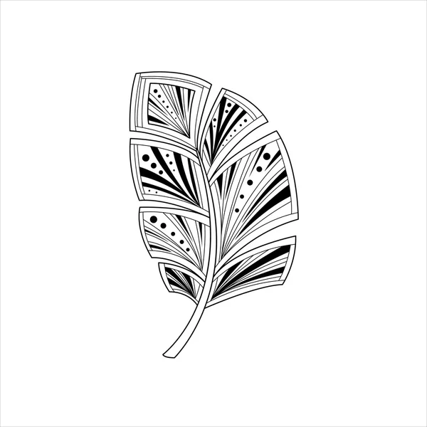 Vaned Feather Zentangle para colorir —  Vetores de Stock