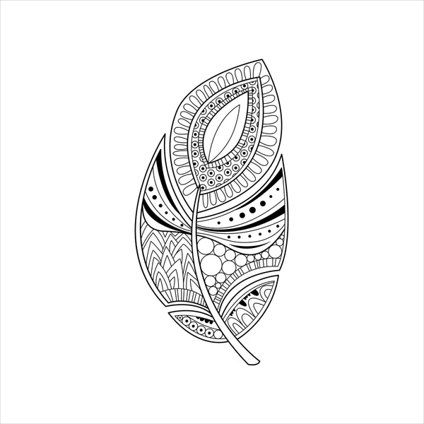 Vaned Feather Zentangle for Coloring — стоковый вектор