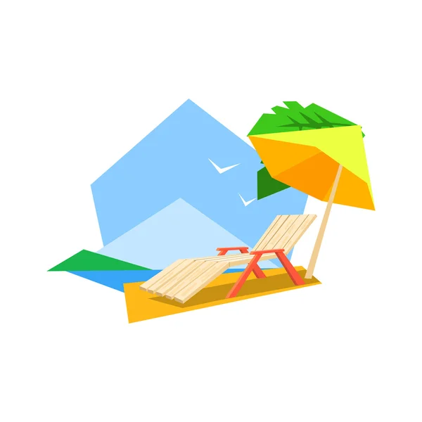 Playa Sunbed y paraguas — Archivo Imágenes Vectoriales
