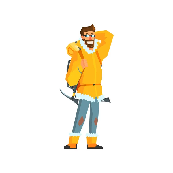 Alpiniste avec pioche — Image vectorielle