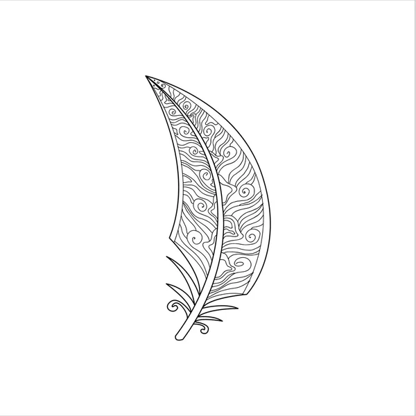 Vaned Feather Zentangle para colorir — Vetor de Stock