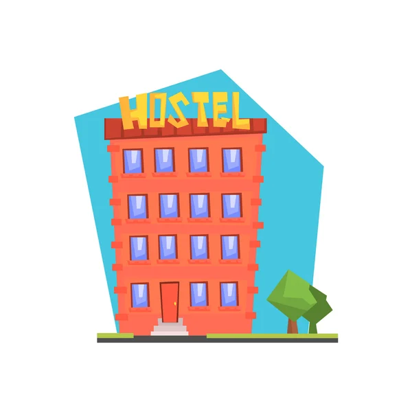 Hostel Building Flat Illustration — Stock Vector