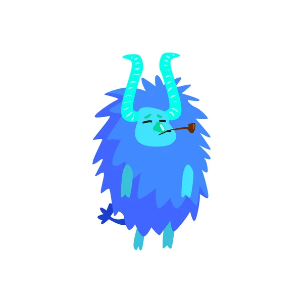 Blue Furry Childish Monster — Vector de stoc