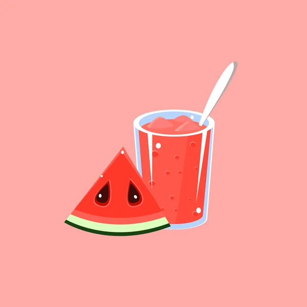 Watermeloen Smoothie Cartoon Flat — Stockvector