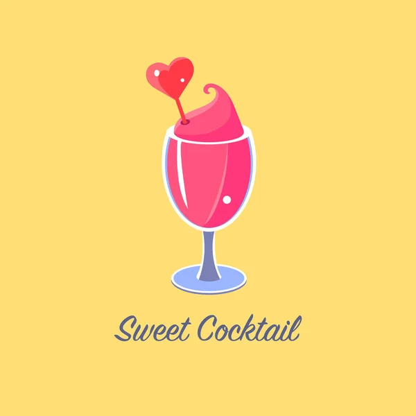 Rosafarbener Cocktail im Weinglas — Stockvektor
