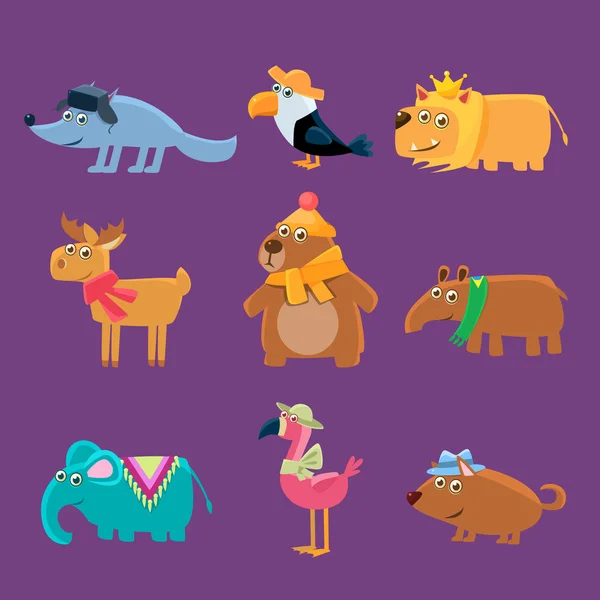 Colección de animales lindos — Vector de stock