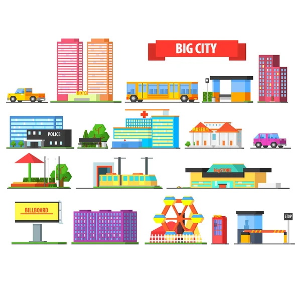 Conjunto de iconos urbanos de la gran ciudad — Vector de stock