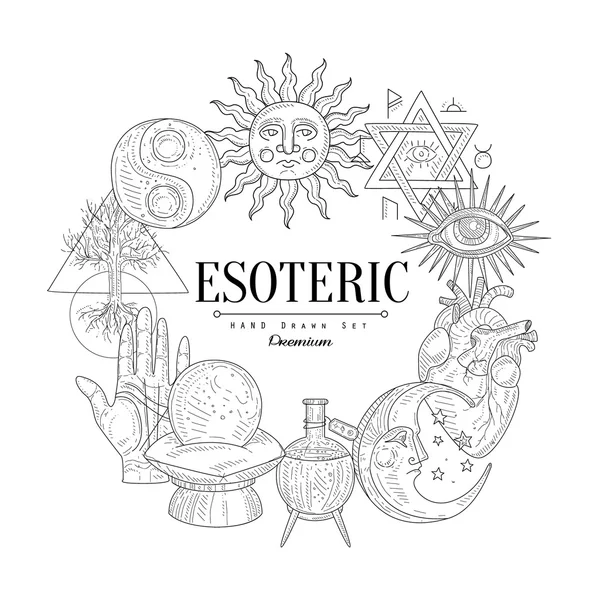 Esoteric Collection Vintage Sketch — Stock Vector