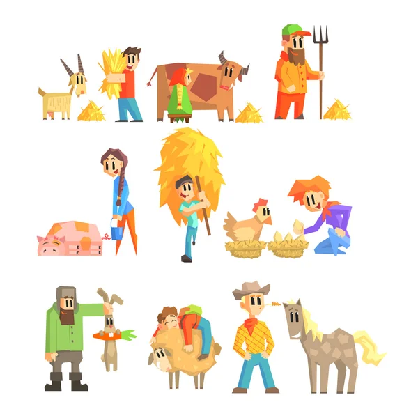 Raccolta di illustrazioni di animali da fattoria — Vettoriale Stock